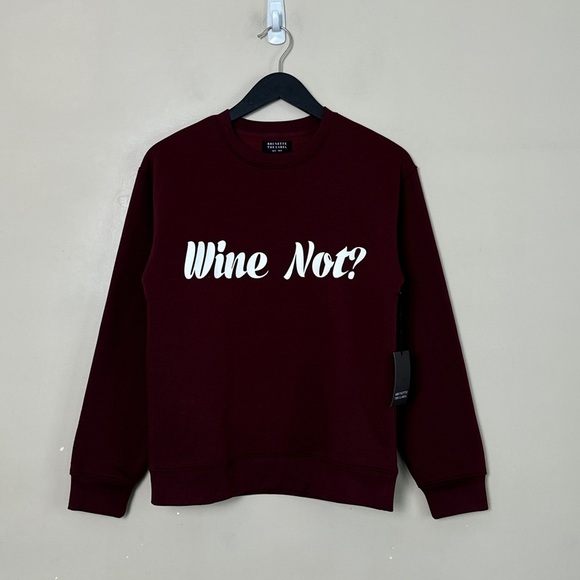 New with tags - BRUNETTE THE LABEL - WINE NOT sweatshirt. XS/S - P2P is 19". - Picture 2 of 3